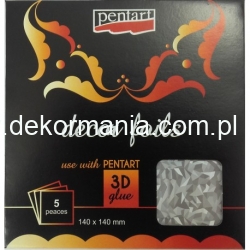 PENTART FOLIA 3D  HOLOGRAFICZNA SPĘKANIA 14x14cm/5 ARKUSZY FOLII , srebrna folia