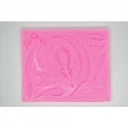 PENTART FOREMKA SILIKON PIERZASTY MIX  piórka  , 12x10cm