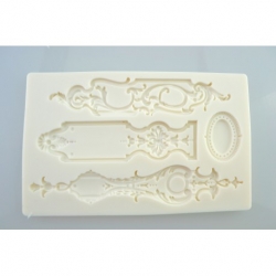 PENTART FOREMKA SILIKONOWA DUŻA 19X11,5CM /  3 DEKORY PODŁUŻNE+1 OKRĄGŁY