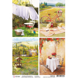 Papier ryżowy Ciao Bella A4 21*29,7cm PR104  rower, stolik