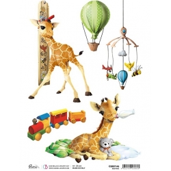 Papier ryżowy A4 Ciao Bella seria Piuma CBRP146  żyrafa, pociąg, balon