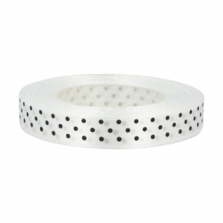 1 mb / Wstążka satynowa #18mm BIAŁA W CZARNE KROPKI / Cena za 1metr
