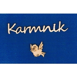 Karmnik 11x2cm napis + ptaszek / SKLEJKA #3mm / cz.segoe