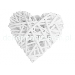 Serce Wiklinowe Białe   12 x 12cm   , grubość ok 3 -3,5cm