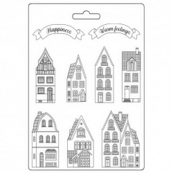 STAMPERIA FOREMKA DO ODLEWÓW, mas plastycznych  21x29,7cm DOMKI 7szt , wielokrotnego użytku
