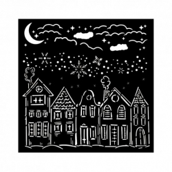 STAMPERIA SZABLON 3D 18x18cm CLASSIC CHRISTMAS DOMKI / Q110 zima, kamieniczki