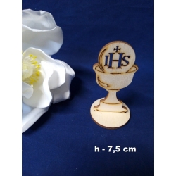 Komunia Święta , kielich 7,5cm na podstawce fi 4cm,IHS  / SKLEJKA #3mm / ozdoba stołu, dekoracje