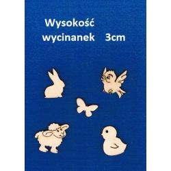 Wielkanoc  komplet  mini  zwierzątek  3cm , baranek,ptaszek, motylek,kurczak,zajączek  / SKLEJKA #3mm