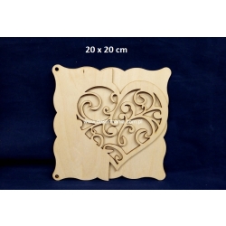 SKLEJKA #3mm Baza 20x20cm Zaproszenie Ślub, Rocznica / baza serce ażurowe / 1865 / BAZA I / tabliczka 20x20cm