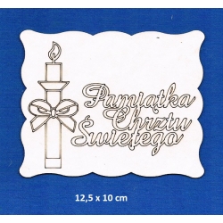 BEERMATA #1,5mm 610g Tektura introligatorska BIAŁA / birmata / Pamiątka Chrztu Świętego 12,5x10cm Grawer ŚWIECA ZARYS / Chrzest / 0535