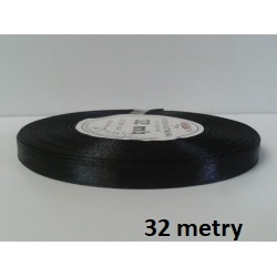 32m / Wstążka satynowa 6mm CZARNA / długość 32 metry / AX06-54 / satynka 6 / tasiemka satynowa