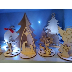 SKLEJKA #3mm Zestaw na podkładce fi 8cm / choinka 15cm, wiewiórka, sarenka, lisek , zestaw Świąteczny komplet