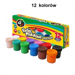 ASTRA  AS  Farby plakatowe 12 KOLORÓW /  12x20ml  / zamykane pojemniki