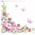 Serwetka -3304- MINI 25x25 cm  różowe kwiatuszki , wzór 4 krotny, kwiaty motylki
