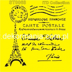 Szablon ST0068B - wieża Eifla, stara pocztówka, stempel pocztowy