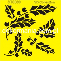 Szablon ST0083A - ostrokrzew, zima, dekory, ornamenty