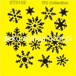 Szablon 16x16cm / ST0109A - śnieżynki, płatki śniegu, zima, gwiazdka