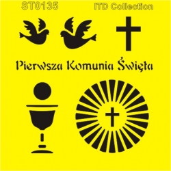 Szablon ITD ST0135A - Pierwsza Komunia Święta / 16x16cm