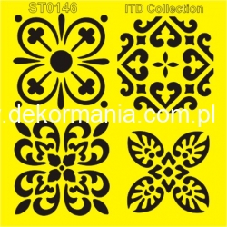Szablon ST0146B - dekory, ornamenty, narożniki /  16x16cm
