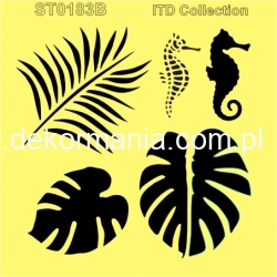 Szablon ST0183B - liść, liście, monstera, filodendron, konik morski