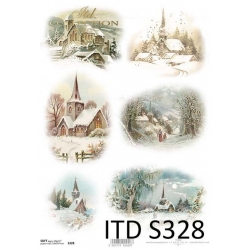 Papier soft ITD A4 S0328 Boże Narodzenie, Kościółek , widoczki
