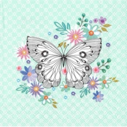 Serwetka -1508- motyl, kwiatki