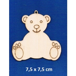 SKLEJKA #3mm Miś 7,5x7,5cm, misio ze sklejki grawer / ZAWIESZKA / 0220