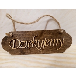 SKLEJKA 3#mm Tabliczka 18x6cm DZIĘKUJEMY / podziękowanie / tabliczka zawieszka ze sznurkiem jutowym / 2202