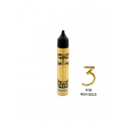 Konturówka metaliczna Dora 3D 25ml KD5136  czyste złoto Z DROBINKAMI BROKATU