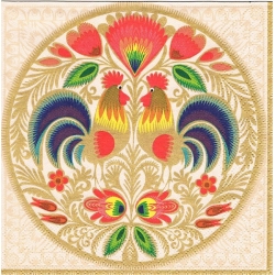 Serwetka  -2137-   koguty, ludowe