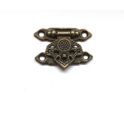 Zamknięcie 3,7x2,7cm ozdobne metalowe , zatrzask 3,7x2,7cm  ( A027 ) stary mosiądz / okucia metalowe  do pudełek