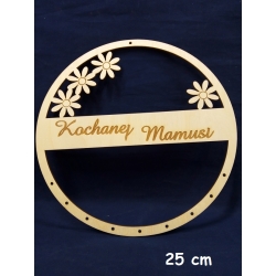 SKLEJKA #3mm Obręcz 25cm , koło 25cm / makrama / Kochanej Mamusi grawer pełny / 1985 / Dzień Matki / stokrotki dla mamy, mama