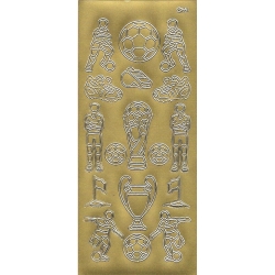Arkusz naklejek z motywem Piłka Nożna, kolor złoty, rozmiar 22,5 x 10 cm