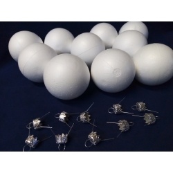 Kula , bombka styropianowa 8cm , bańka  KOMPLET 10szt + zawieszki ,  kula styropianowa 8, bombka 8cm