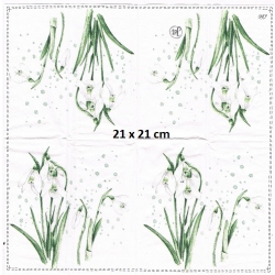 Chusteczka mini 21x21cm / Cena 1 sztuki / przebiśniegi / -3376-