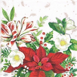 Serwetka -3300- MINI 25x25cm,  Gwiazda Betlejemska /  wzór 4 krotny