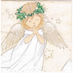 Serwetka -3298- MINI 25x25 cm,  wzór 4 krotny / aniołek