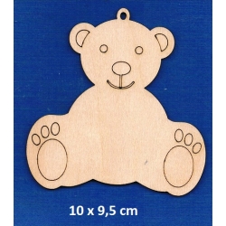 SKLEJKA #3mm Miś 10,5x9,5cm, misio ze sklejki grawer / ZAWIESZKA / 0320