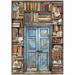 STAMPERIA PAPIER RYŻOWY A4 VINTAGE LIBRARY KSIĄŻKI DRZWI , KSIĄŻKA / DFSA4753