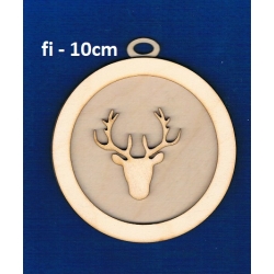 SKLEJKA #3mm Bombka 10cm  z obręczą 3D+ dekor jeleń , renifer