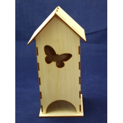 SKLEJKA #3mm Domek np; na herbatę , 10x10x23cm , składany , MOTYL   , sklejka
