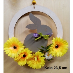 SKLEJKA #3mm Zajączek koło 23,5cm z otworami, obręcz 23,5cm / króliczek 20cm