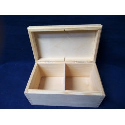 Herbaciarka 2 , pudełko drewniane z 2 przegrodami 16x9x8 cm , 2 przegródki, pudełko na herbatę