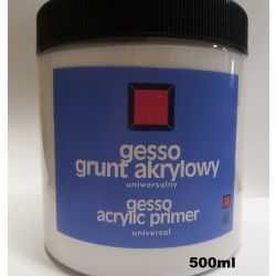 Gesso BIAŁE  grunt uniwersalny, pojemność 500ml , acrylic primer, podkład uniwersalny BIAŁY