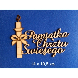 SKLEJKA #3mm Pamiątka Chrztu Świętego 14x10,5cm Świeca / 9595