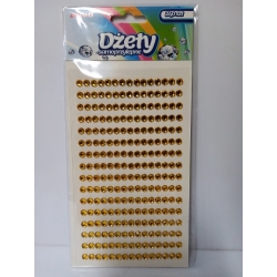 Dżety kryształki samoprzylepne 4mm ZŁOTE  240szt / blister 12x7cm / DS10 / Brewis naklejki