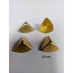 Narożnik 1,5cm mosiądzowany bok 1,5cm bez otworów / okucia metalowe do pudełek / KOMPLET 4szt k:ZŁOTY/ 0260
