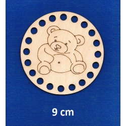 SKLEJKA #3mm Podkładka 9cm , baza z otworami pod sznurek, szydełko, makrama ,medal ze sznurkiem MIŚ GRAWER do torebki, koszyk, do koszyka, makrama