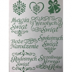 STAMPERIA SZABLON 21x29,7cm NAPISY POLSKIE BOŻE NARODZENIE