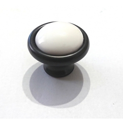 Uchwyt, gałka 35x30mm / tworzywo / biały połysk-czarny mat /   B4